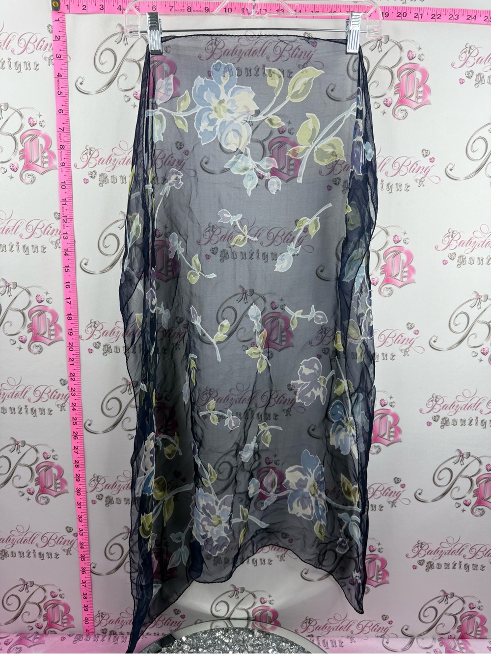Scarf scarve or wrap Sheer Navy Floral Scarf Wrap